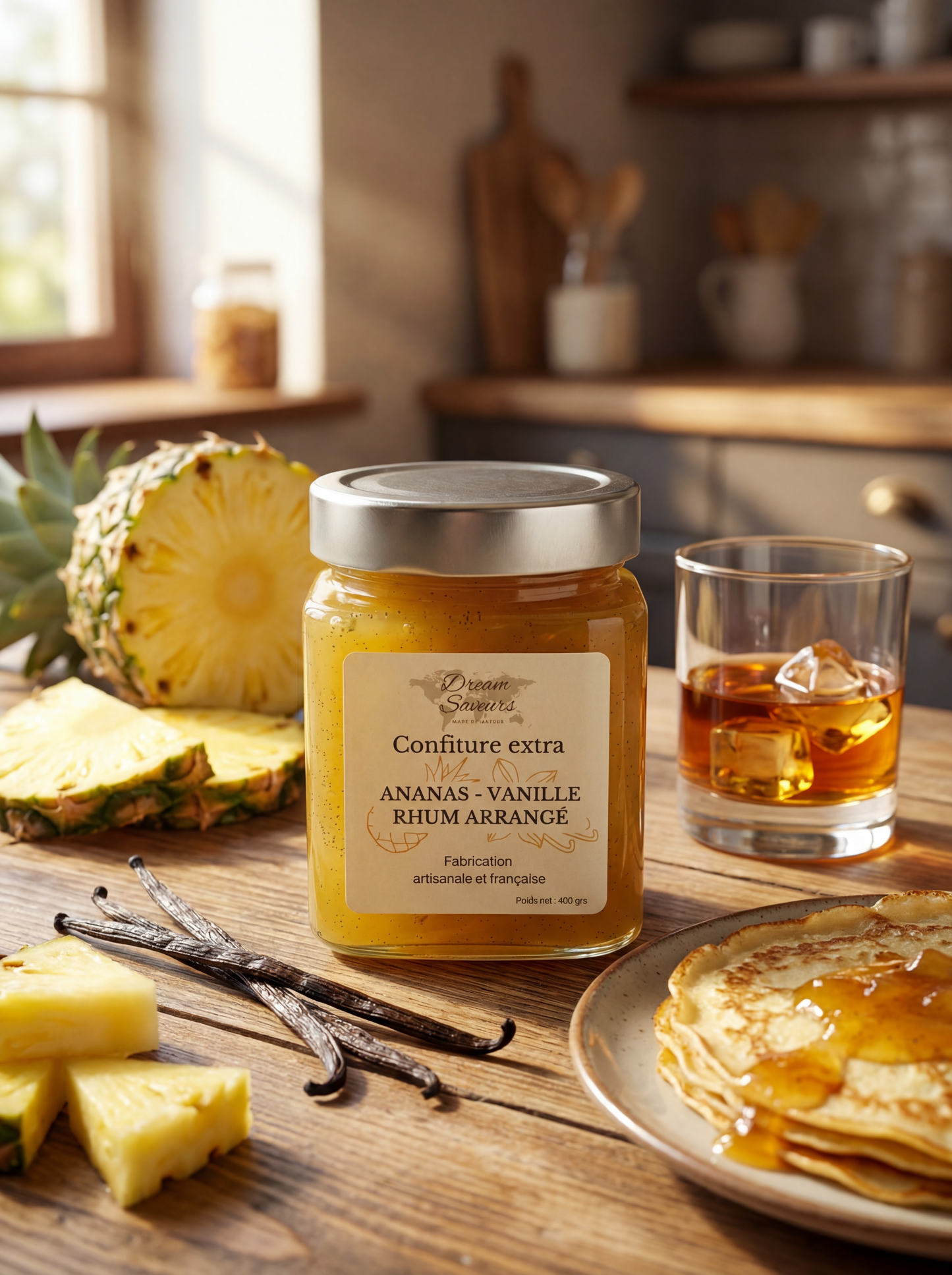 Confiture extra ananas-vanille-rhum arrangé