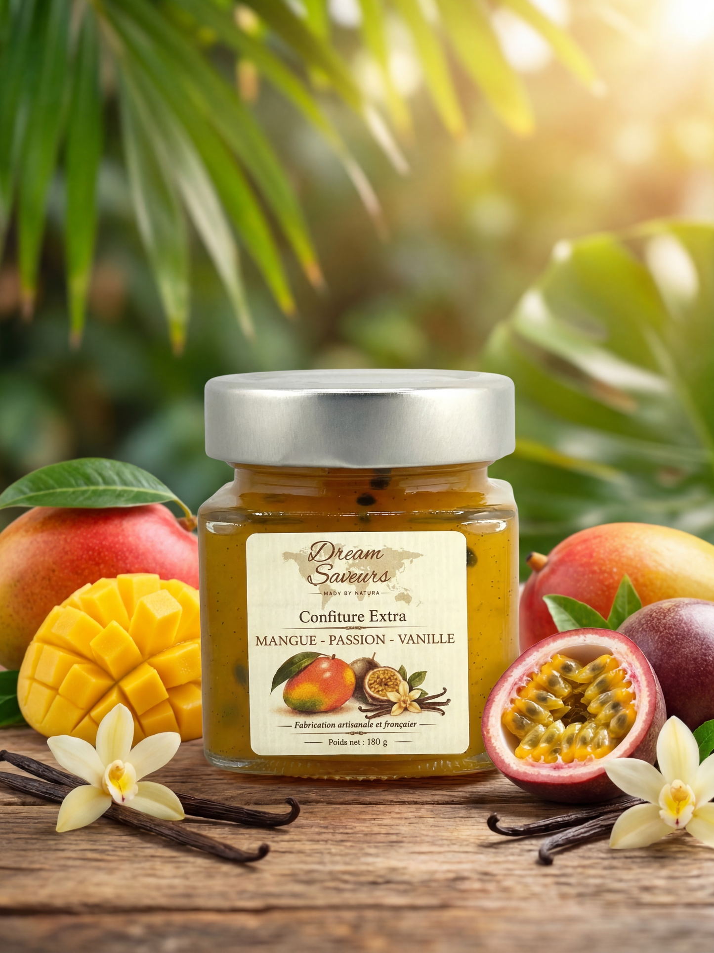 Confiture extra Mangue-passion-vanille