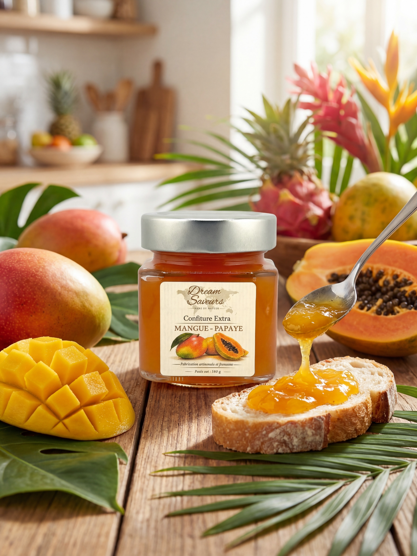 Confiture extra artisanale Mangue-Papaye
