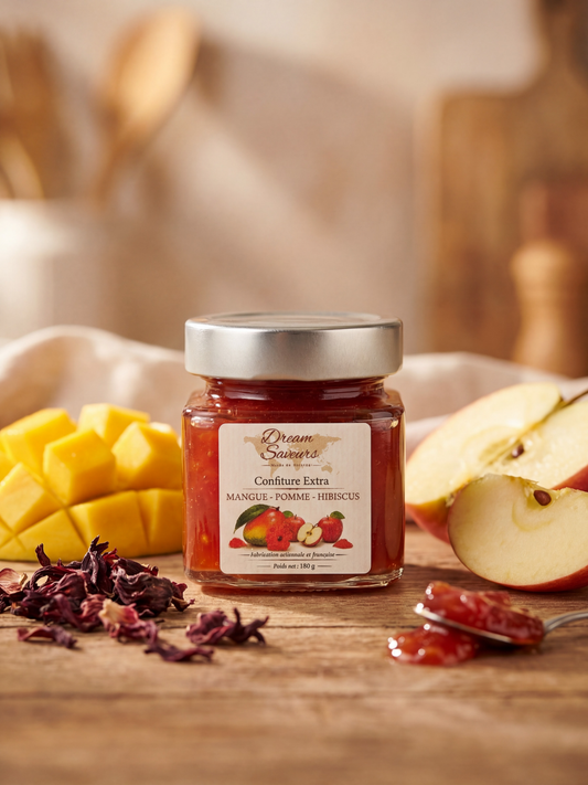 Confiture extra Mangue-pomme-hibiscus